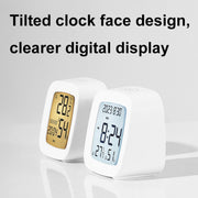 Multifunctional Temperature and Humidity LCD Clock Home Bedside Alarm Clock(2205 White)