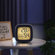 Multifunctional Temperature and Humidity LCD Clock Home Bedside Alarm Clock(2205 White)