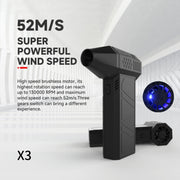130000R PM52+M/S Brushless Motor Industrial Dust Blowing Turbo Fan(Black)