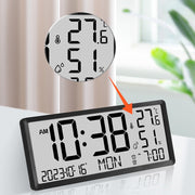 LCD Multifunctional Living Room Wall Clock Electronic Clock With Date/Temperature/Humidity Display(Black)