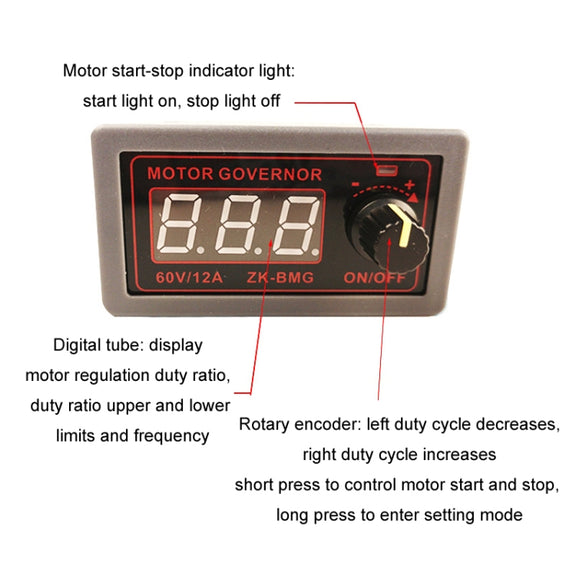 9-60V/12A/500W PWM Motor Fan DC Motor Speed Controller(With Shell)