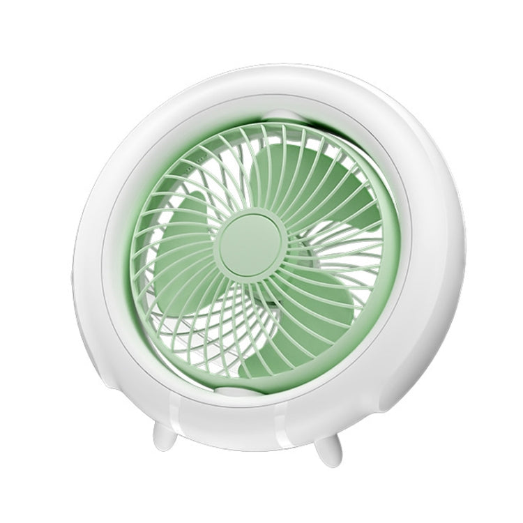 Night Light Desktop Folding Fan Outdoor Camping Hanging Mini Fan, Color: Green Basic