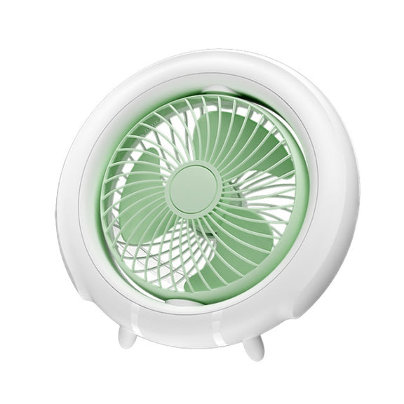 Night Light Desktop Folding Fan Outdoor Camping Hanging Mini Fan, Color: Green Basic