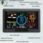 Wireless Weather Station Wind Speed Rain And Wind Direction Detection Weather Forecast Clock(Black)