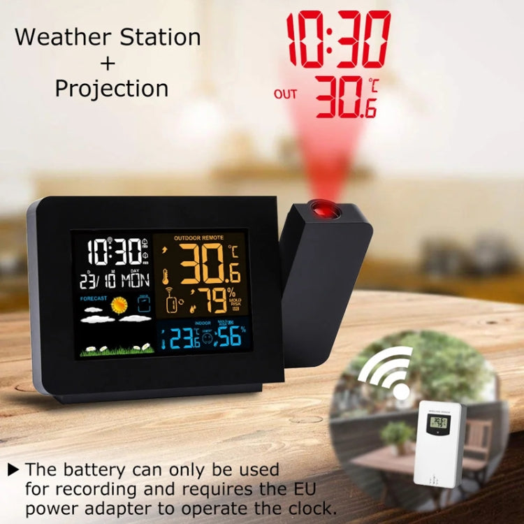 Household Color Screen Temperature And Humidity Meter Weather Forecast Projection Clock, Model: US Plug