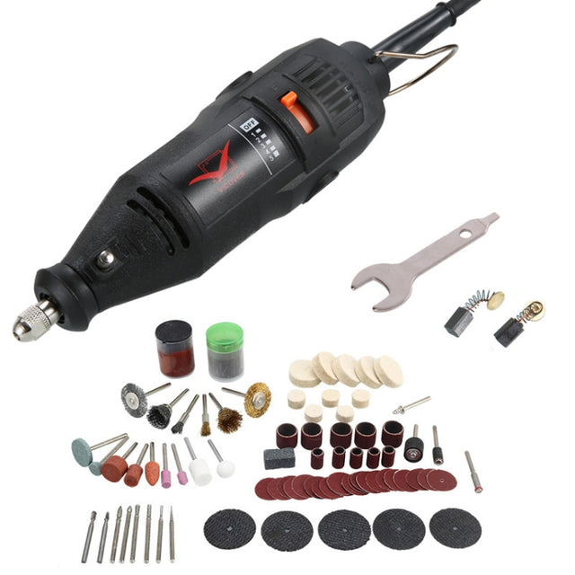 VICOVER Small Adjustable Speed Electrical Grinder Set Jade Carving Pen Polishing Tool EU Plug, Model: 100pcs Parts