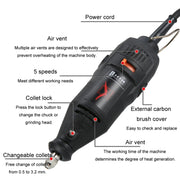 VICOVER Small Adjustable Speed Electrical Grinder Set Jade Carving Pen Polishing Tool EU Plug, Model: Standard Model