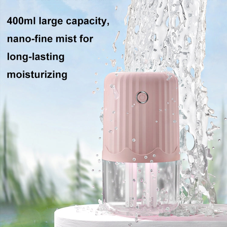 T06 Large-Capacity Atmosphere Night Light Household Dual Spray Air Humidifier, Color: White Battery