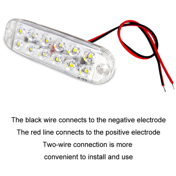 6pcs 12-Bead LED Flashing Warning Lights Motorcycle RV Signal Lights(White Light)
