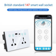 Graffiti Smart Socket With Switch USB+Type-C Dual Port Remote Control Socket, UK Plug, Style: ZigBee White