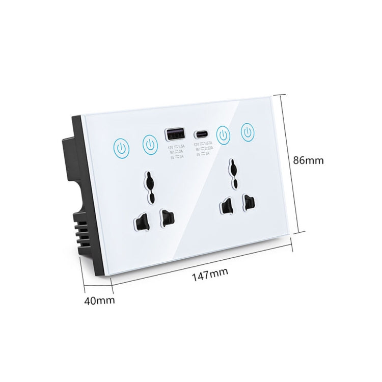 Graffiti Smart Socket With Switch USB+Type-C Dual Port Remote Control Socket, UK Plug, Style: ZigBee White