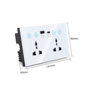 Graffiti Smart Socket With Switch USB+Type-C Dual Port Remote Control Socket, UK Plug, Style: ZigBee White