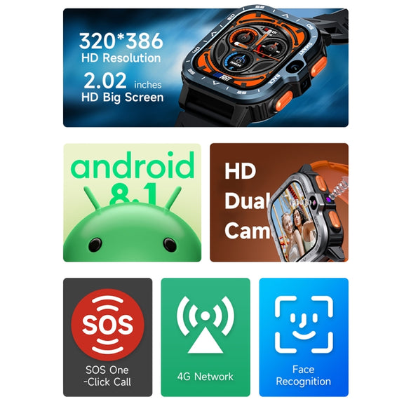 LOKMAT APPLLP 4 MAX 2.02-inch Android 8.1 Full Network Wifi Card Bluetooth Smart Watch(Silver)