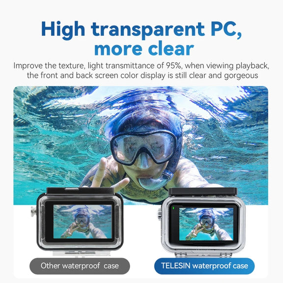 For DJI Osmo Action 3 / 4 TELESIN OA-WTP-003 45m Water-resistant Shell Sealed Diving Case