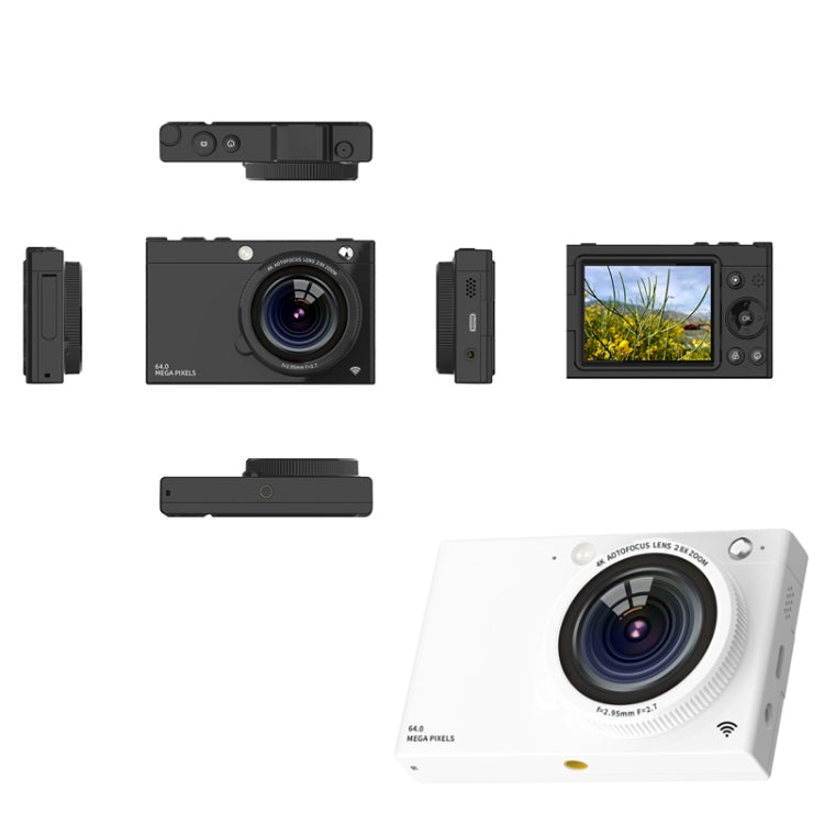 High-Definition CCD Digital Camera 64 Million WiFi Card Camera, Color: White + Microphone/Fill Light/Headphone Cable