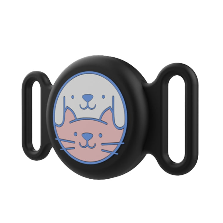 For AirTag Pet Collar Locator Silicone Life Water-resistant Protective Case(Black)