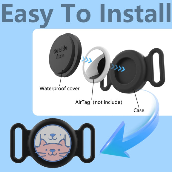 For AirTag Pet Collar Locator Silicone Life Water-resistant Protective Case(Black)