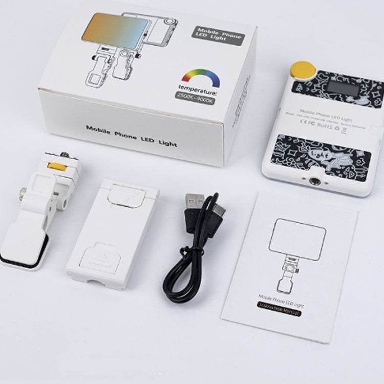 60 LEDs Rechargeable Clip Fill Light With Front & Back Clip Adjusted 3 Light Modes For Phone, Spec: A Type White