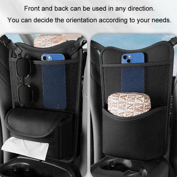 Car Between Seats Organizer Multifunctional Storage Bag Front And Back Dual Usage Tissue Box(Brown)