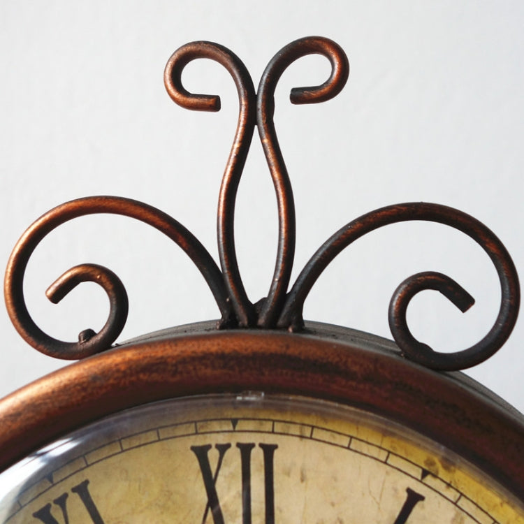 Iron Mute Clock Retro Living Room Decoration Clock(Brown)