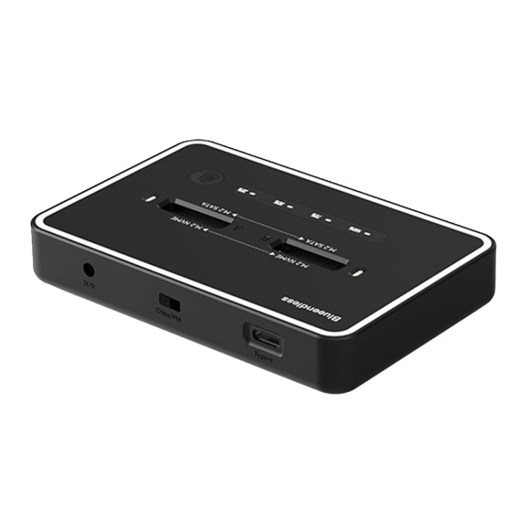 Dual NVME or Dual SATA Blueendless M.2 Dual-Slot Hard Drive Base Solid State Hard Drive Box, US Plug