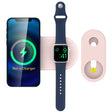 For Apple Watch / iPhone AhaStyle PT135 2 In 1 Silicone Wireless Charging Base(Pink) - Charger / Holder by AhaStyle | Online Shopping South Africa | PMC TechLife | Buy Now Pay Later Mobicred