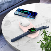 For Apple Watch / iPhone AhaStyle PT135 2 In 1 Silicone Wireless Charging Base(Grey)