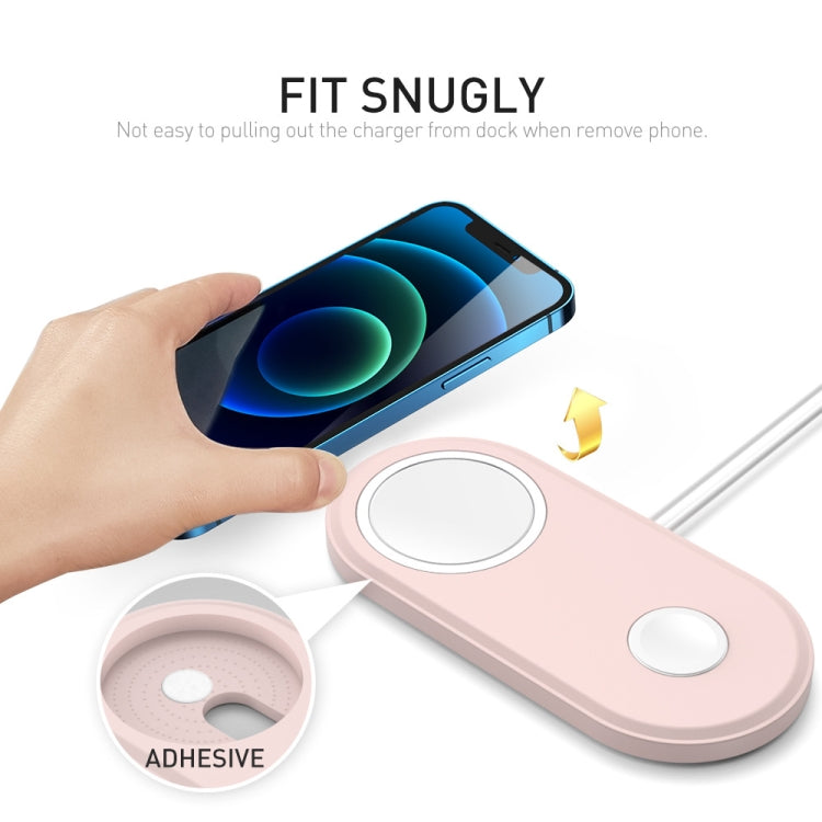 For Apple Watch / iPhone AhaStyle PT135 2 In 1 Silicone Wireless Charging Base(Grey)