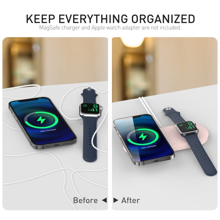 For Apple Watch / iPhone AhaStyle PT135 2 In 1 Silicone Wireless Charging Base(Grey)