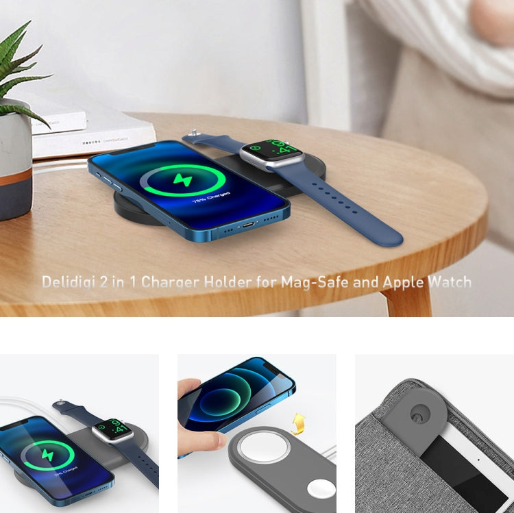 For Apple Watch / iPhone AhaStyle PT135 2 In 1 Silicone Wireless Charging Base(Grey)