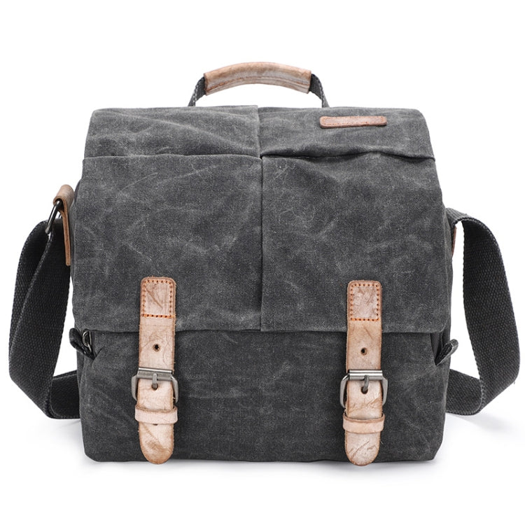 Camera Shoulder Messenger Bag Batik Canvas Water-resistant Photography SLR Camera Bag(Dark Gray)