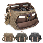 Camera Shoulder Messenger Bag Batik Canvas Water-resistant Photography SLR Camera Bag(Dark Gray)