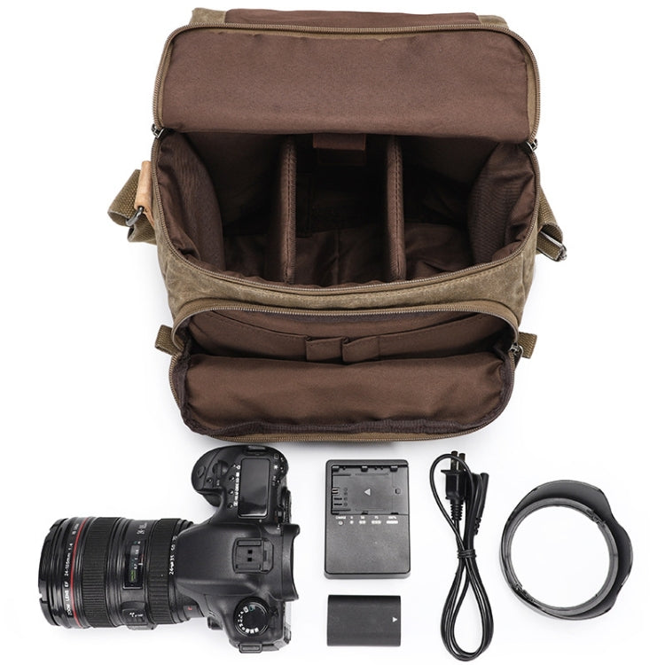 Camera Shoulder Messenger Bag Batik Canvas Water-resistant Photography SLR Camera Bag(Dark Gray)