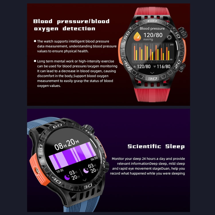 LOKMAT ZEUS6 PRO 1.46-Inch IP68 Water-resistant SOS Flashlight Bluetooth Smart Watch(Brick Red)