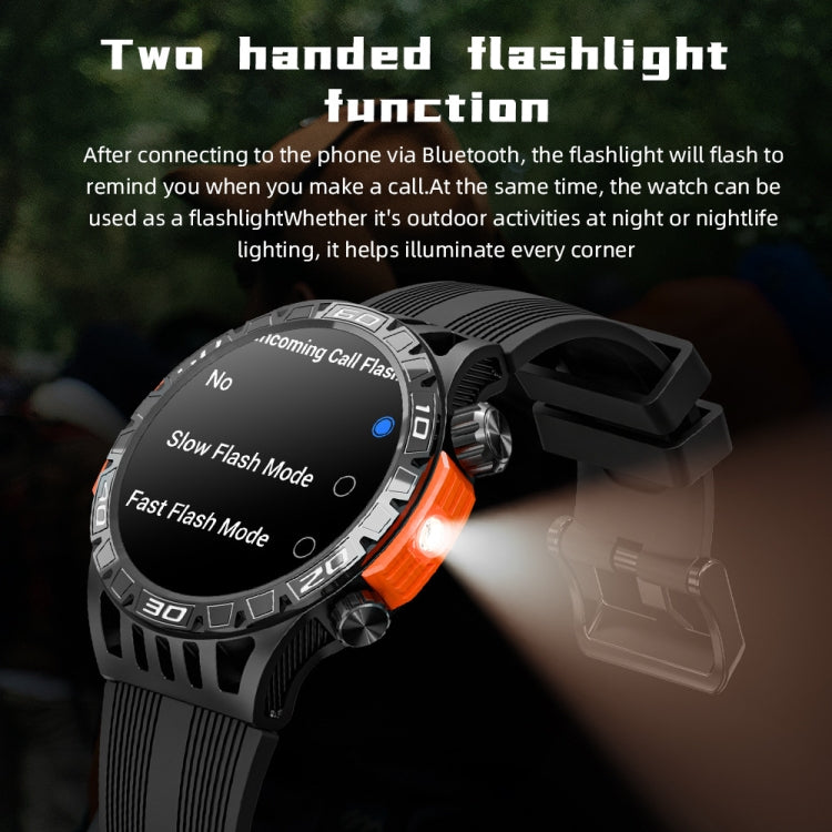 LOKMAT ZEUS6 PRO 1.46-Inch IP68 Water-resistant SOS Flashlight Bluetooth Smart Watch(Black)