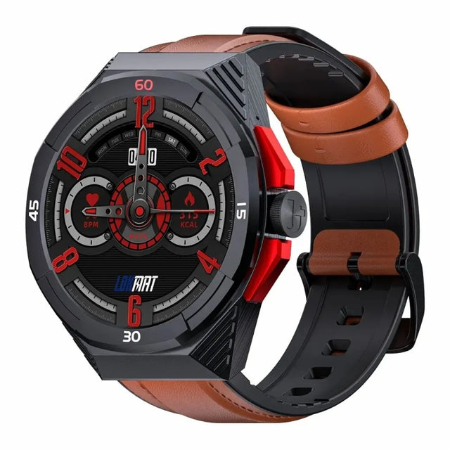 LOKMAT COMET2 PRO 1.46-Inch 5ATM Water-resistant Bluetooth Call Smart Watch, Color: Brown Leather