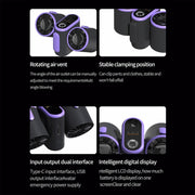 HX-157 Double-head Digital Display Waist-mounted Fan with Emergency Lighting Function(Dark Gray)