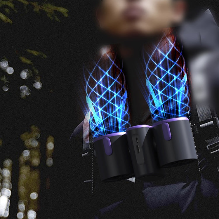 HX-157 Double-head Digital Display Waist-mounted Fan with Emergency Lighting Function(White)