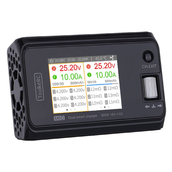 ToolkitRC M6D 500W Toy Airplane Dual Channel Li-Po Battery Balance Charger(Black)