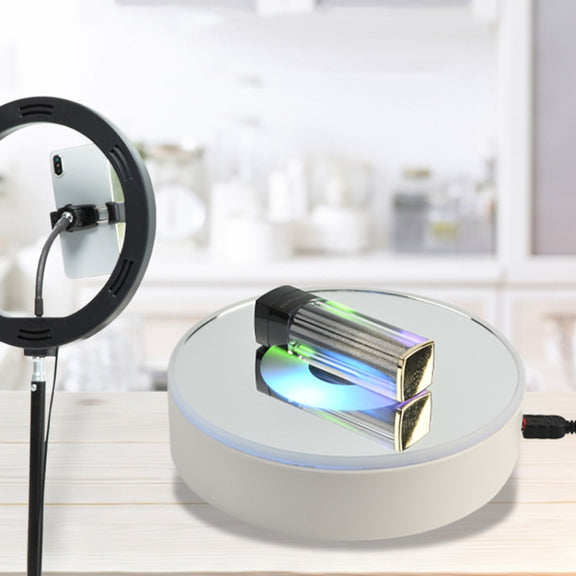 15cm Spinning Display Stand with Gradient Color Lights for Glass Art(Black)