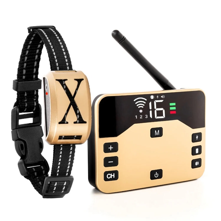1 Drag 1 Pet Electronic Fence Wireless Stop Barker Outdoor Dog Collar Remote Control Dog Trainer(Gold)