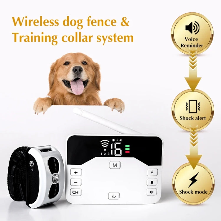 1 Drag 3 Pet Electronic Fence Wireless Stop Barker Outdoor Dog Collar Remote Control Dog Trainer(White)