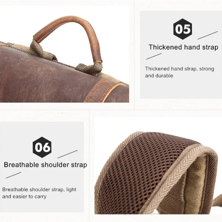 Vintage Camera Bag Water-resistant  Canvas Backpack with Laptop Compartment Tripod Holder(Army Green)