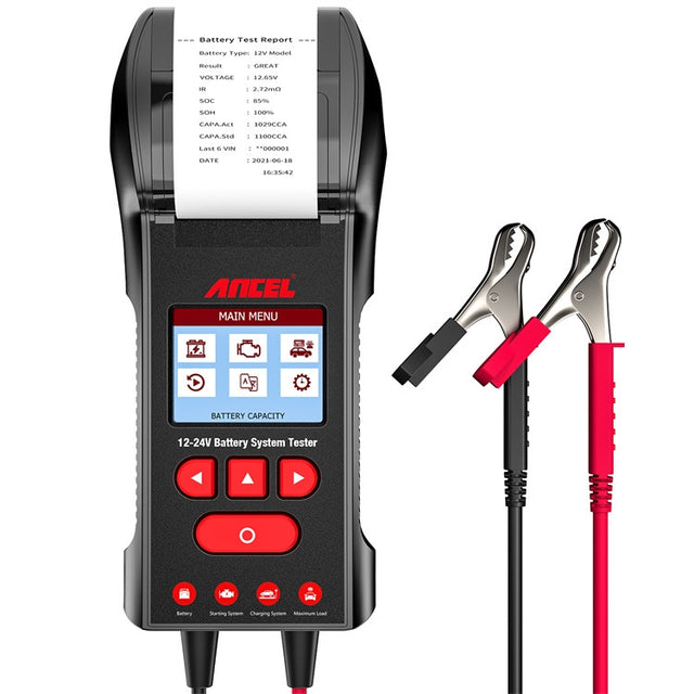 ANCEL 12V/24V Printer-Type Car Battery Tester Battery Power CCA Internal Resistance Life Detector(BST600)