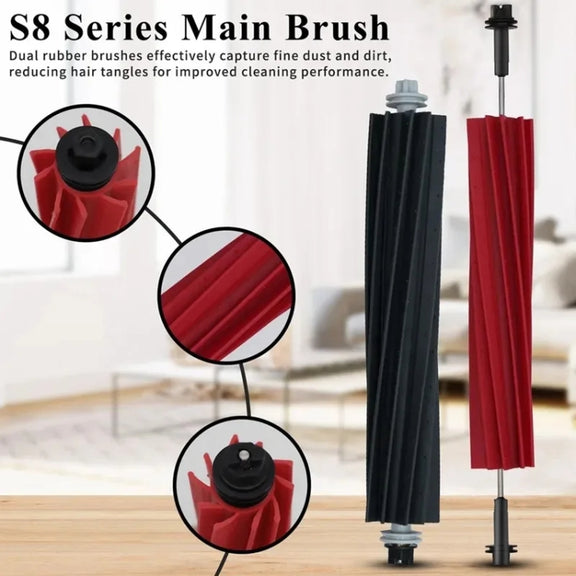 For Roborock G20 / S8 Plus / S8 / S8 Pro Vacuum Cleaner Accessories 1pair Rubber Brush