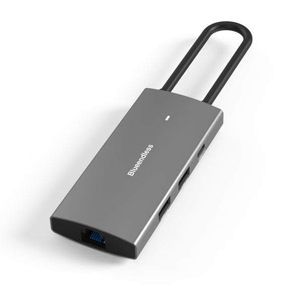 Blueendless 4K60Hz + Gigabit LAN + Data Type-C Docking Station, Spec: 6-in-1 Gray