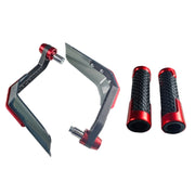 4 In 1 Motorcycle Modification Accessories Horn Windshield Windproof Protective Cover+Handlebar Plastic Throttle Grip Accessories(Red)