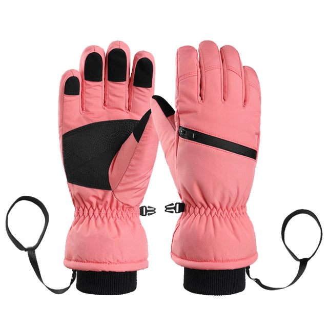 Winter Padded Ski Finger Gloves Outdoor Windproof Warm Sports Gloves, Size: M(Pink)