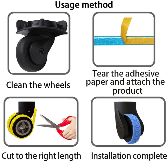 4pcs/ Set Cuttable Trolley Caster Cases Universal Wheel Silent Noise Reducing Silicone Protective Covers(Black)
