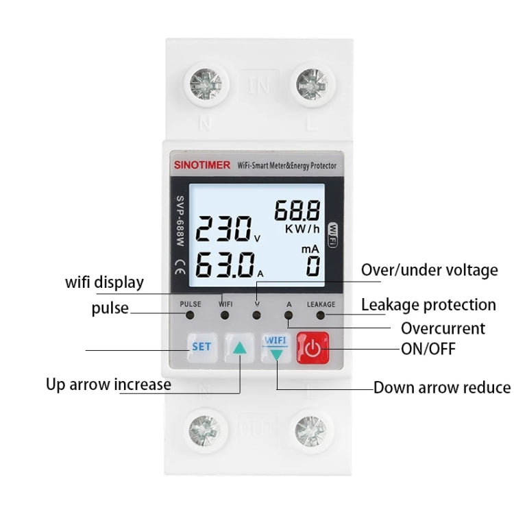 SINOTIMER SVP-688W  TUYA APP WiFi Smart Circuit Breaker Over Under Voltage Protector